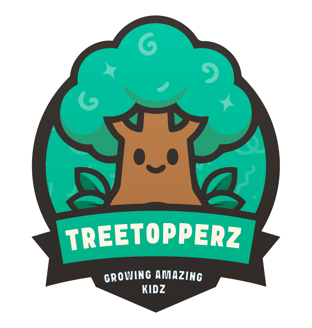 Logo: Smiling cartoon tree with