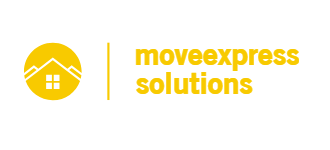 A yellow logo for move express solutions with a house on it