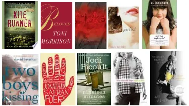 Book covers of banned books in florida