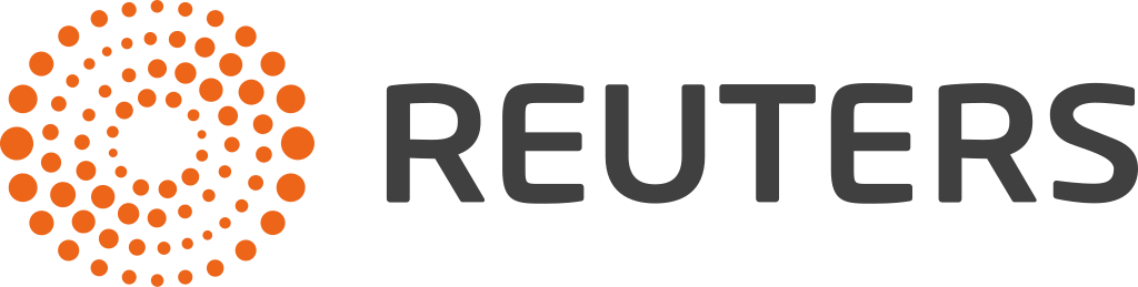 A logo for reuters with a circle of orange dots