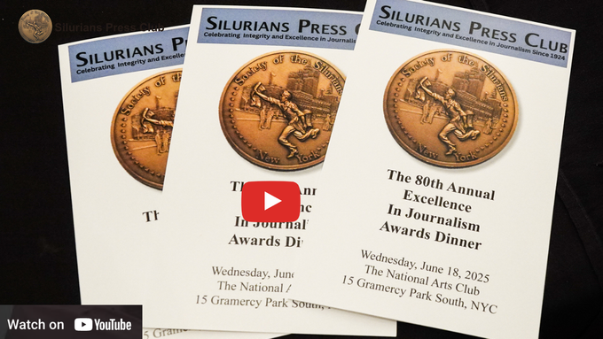 Three brochures for the silurians press club are stacked on top of each other