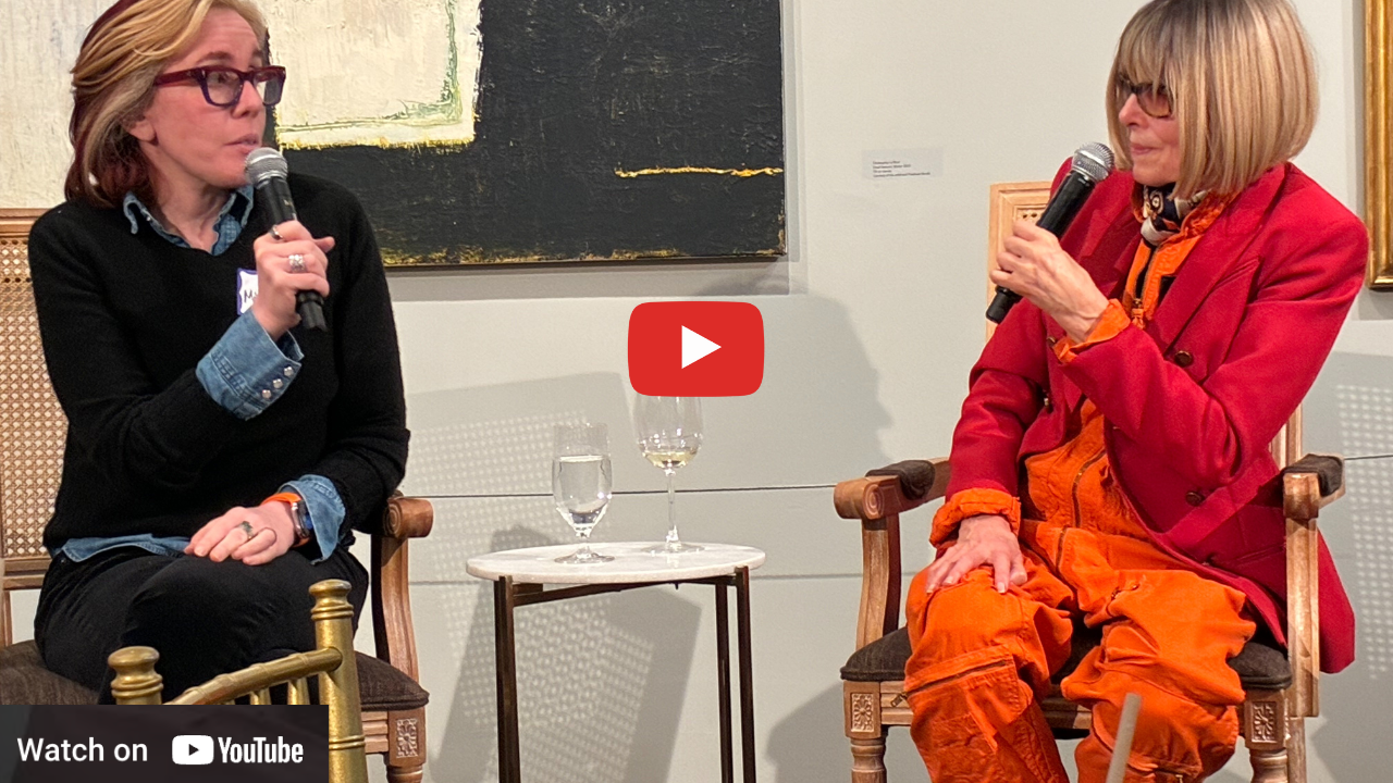 Courtroom sketch of a woman facing a screen displaying Donald Trump.