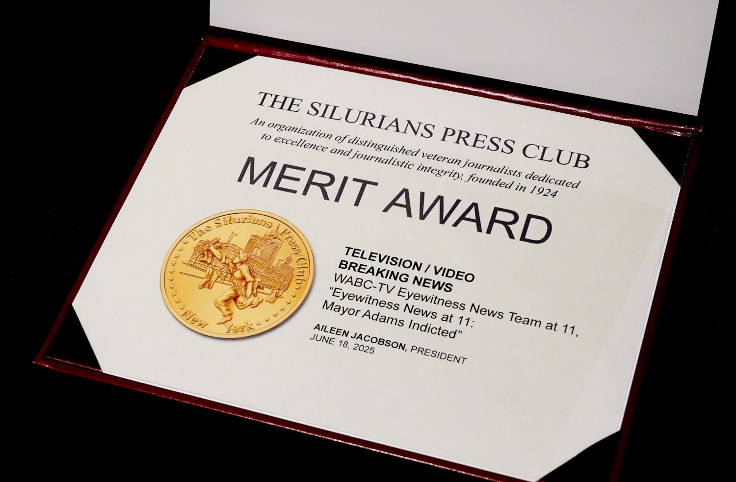 A merit award from the silurians press club