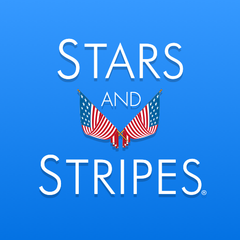 Stars and Stripes logo on blue background with two crossed American flags