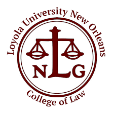 Loyola University New Orleans College of Law logo: scales of justice within a circle, maroon text.
