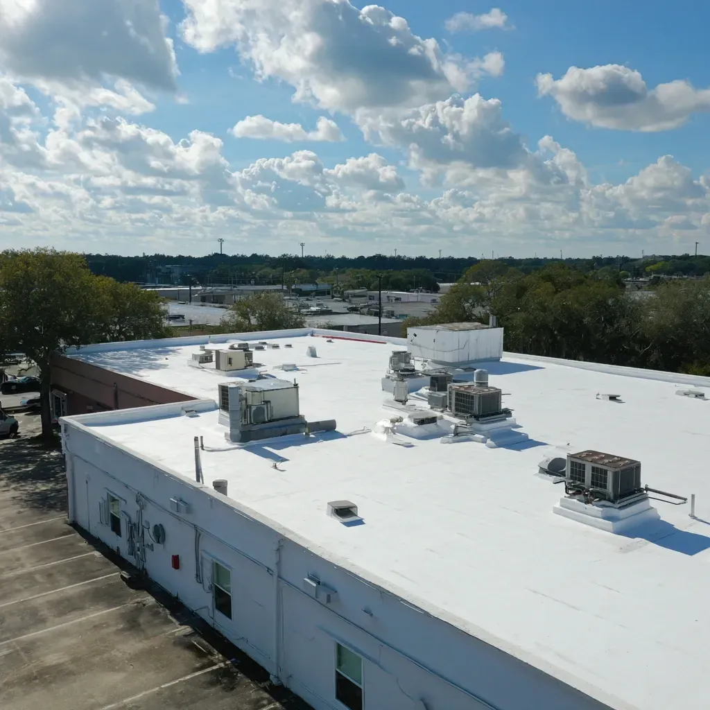 Get waterproof protection with our ultra-durable commercial roof sealing Riverview FL for flat and low-slope roofing.