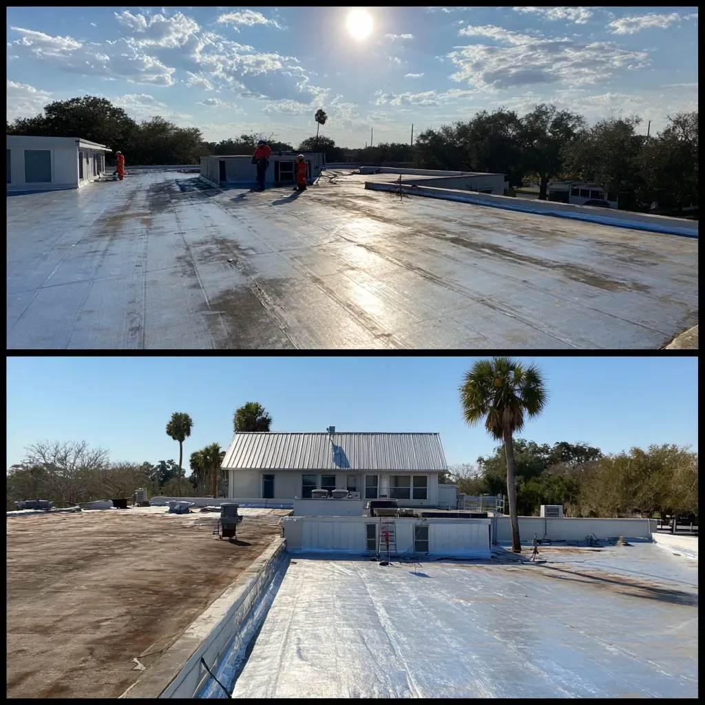 Re-cover or restore your system with our specialized commercial flat roof repair Riverview FL process tailored for your material.