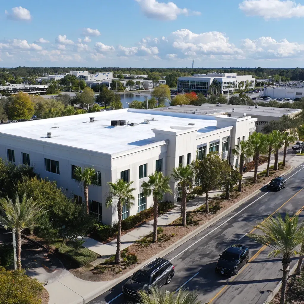 Our seamless application process ensures bubble-free, blister-resistant commercial roof sealing Riverview FL results.