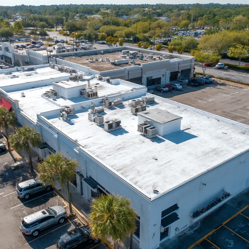 We inspect, clean, and reinforce every aspect of your commercial roof maintenance Riverview FL system from edge to center.