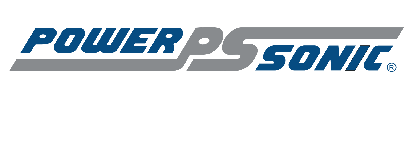 Logo Power Sonic avec texte bleu et gris.