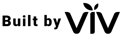 A black and white logo for built by viv