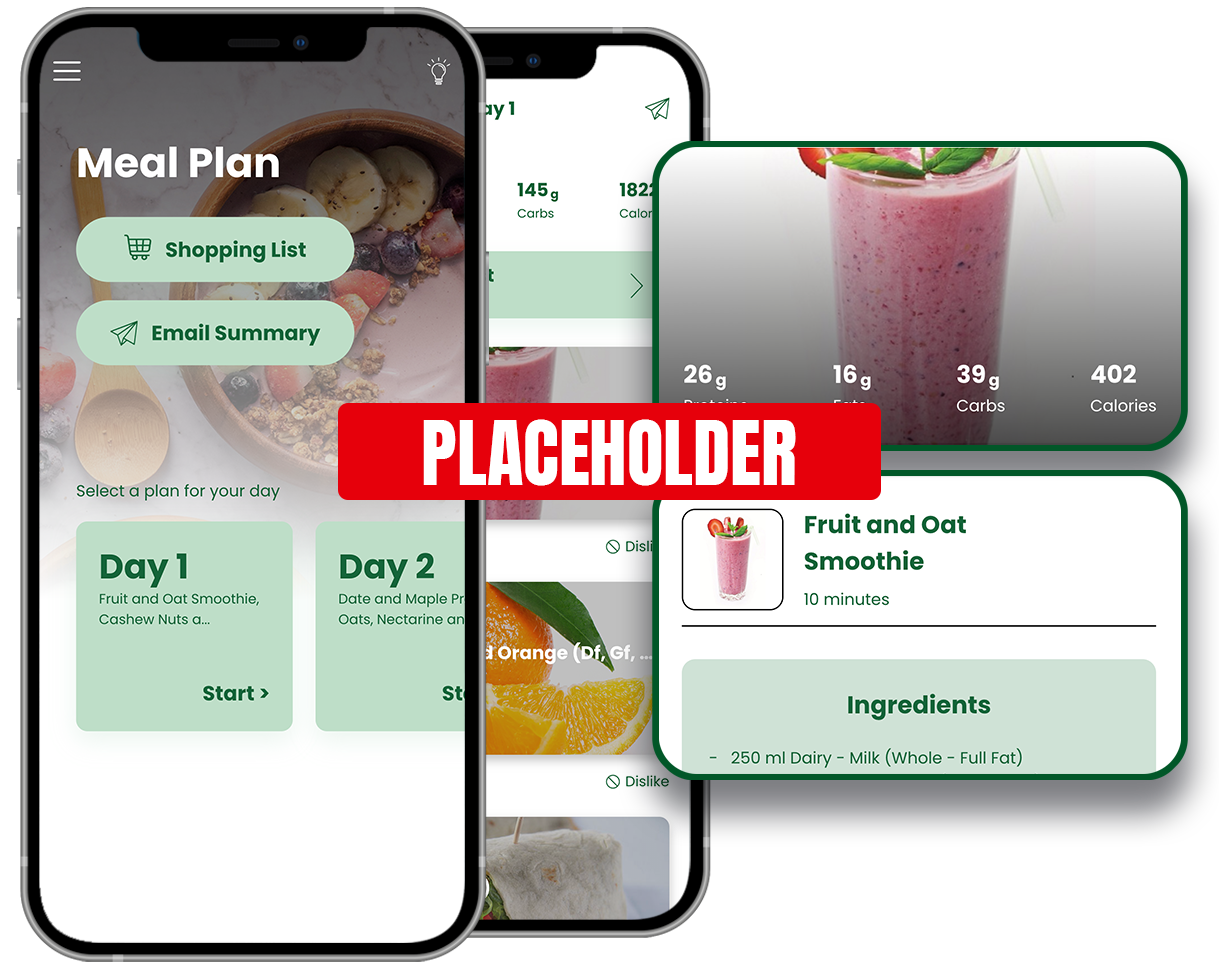 A phone with a meal plan app on it