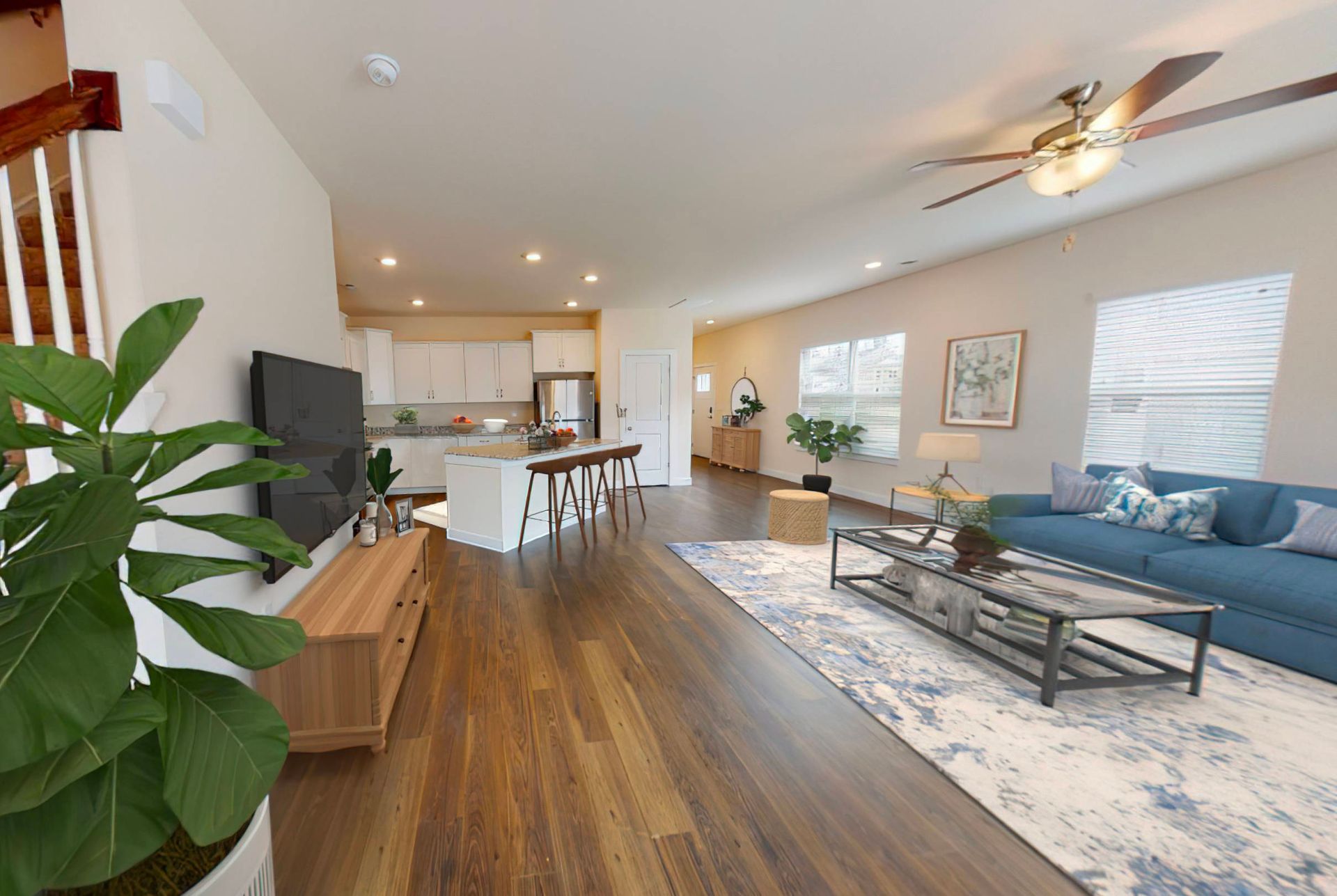 Modern dining table and kitchen
