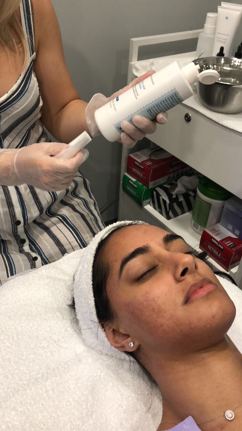 customer getting facial