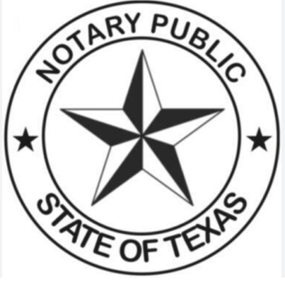 The logo for the notary public state of texas