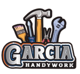 A logo for garcia handywork with tools on it