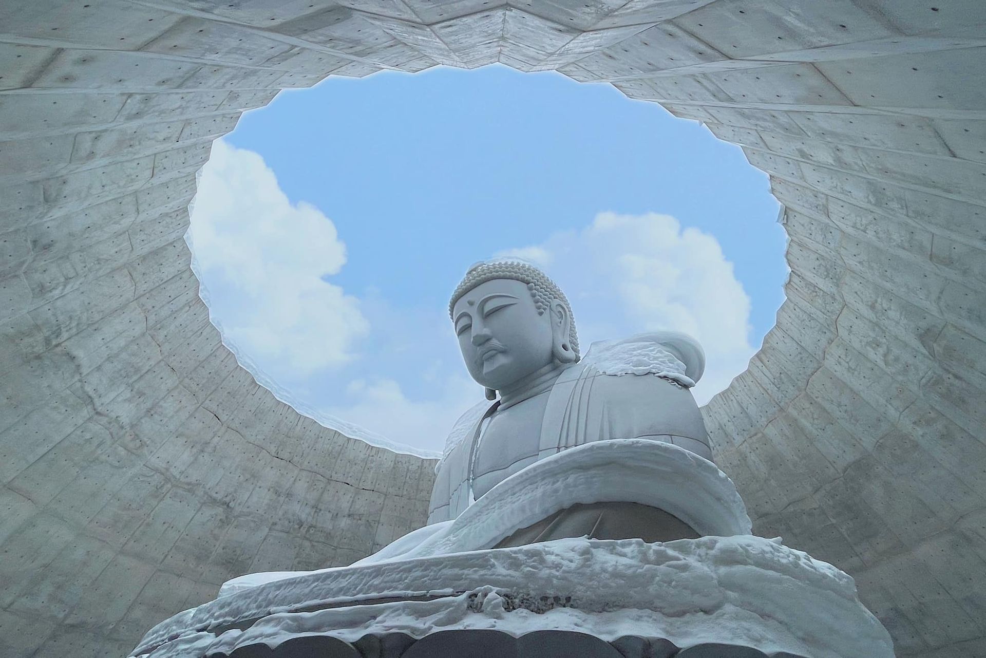 Big white Buddha in Hokkaido, Japan