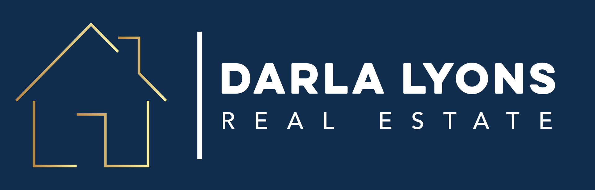 Darla lyons real estate logo on a blue background