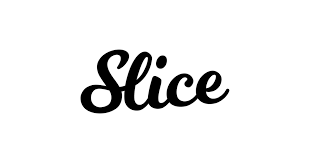 A black and white logo for slice on a white background.