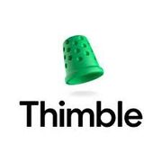 The logo for thimble is a green thimble on a white background.