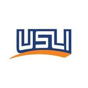 A blue and orange logo on a white background.