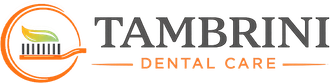 Tambriini Dental Care logo with orange and gray text and a stylized tooth icon