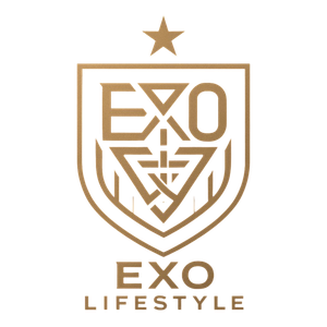 A black and white logo for exo lifestyle