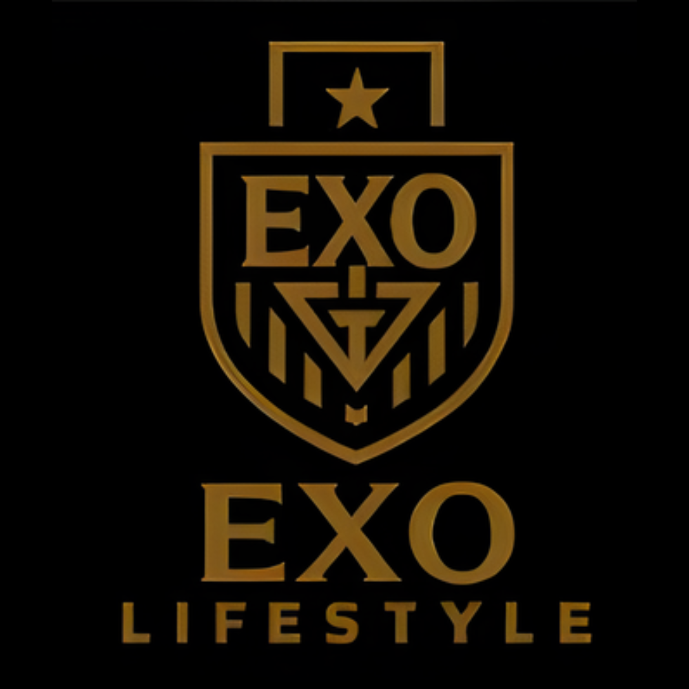 A black and white logo for exo lifestyle