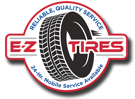 A logo for ez tires that says reliable quality service