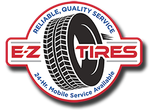 A logo for ez tires that says reliable quality service