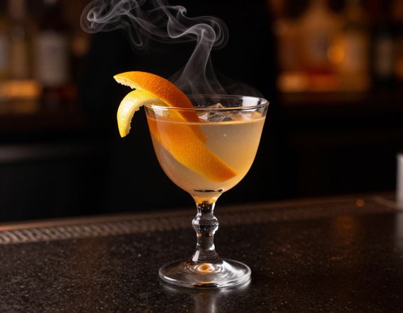 Interno elegante di BOHEMIA con luci calde, tavoli apparecchiati e atmosfera raffinata in toni terra.