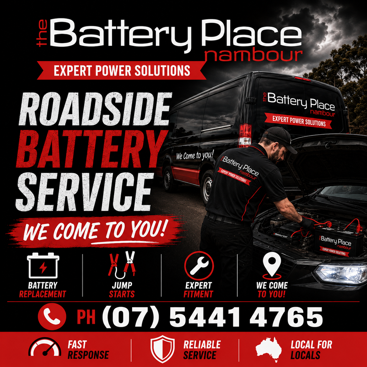 The Battery Place roadside mobile battery service — we come to you on the Sunshine Coast