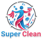 Logo of a person cleaning with red and blue colors.  The text "Super Clean" appears at the bottom.
