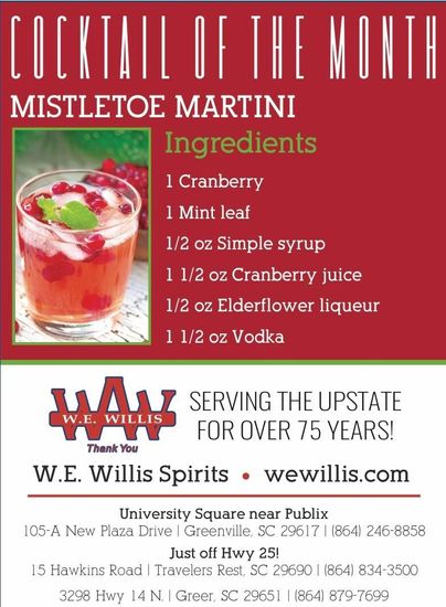 A poster for a cocktail of the month called back to school tini