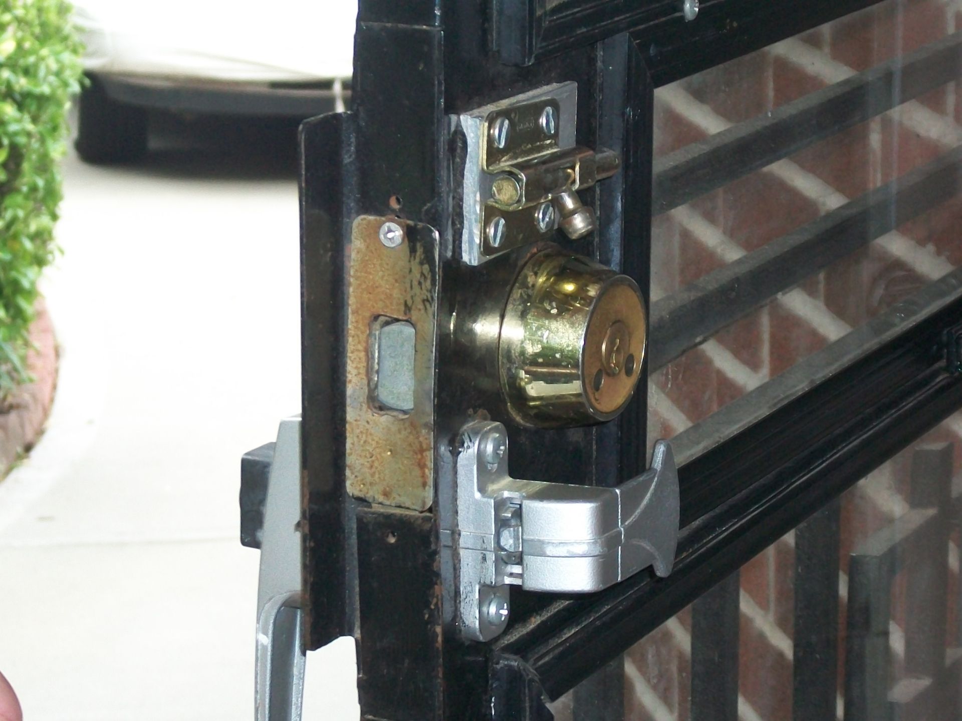 A close up of a door with a lock on it.