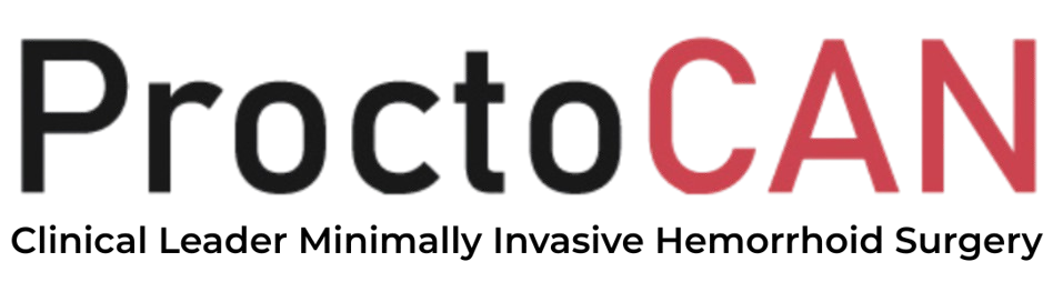 A logo for proctocan , a clinical lead minimally invasive hemorrhoid surgery.