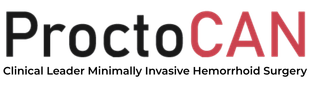 A logo for proctocan , a clinical lead minimally invasive hemorrhoid surgery.