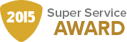 A logo for the 2015 super service award.