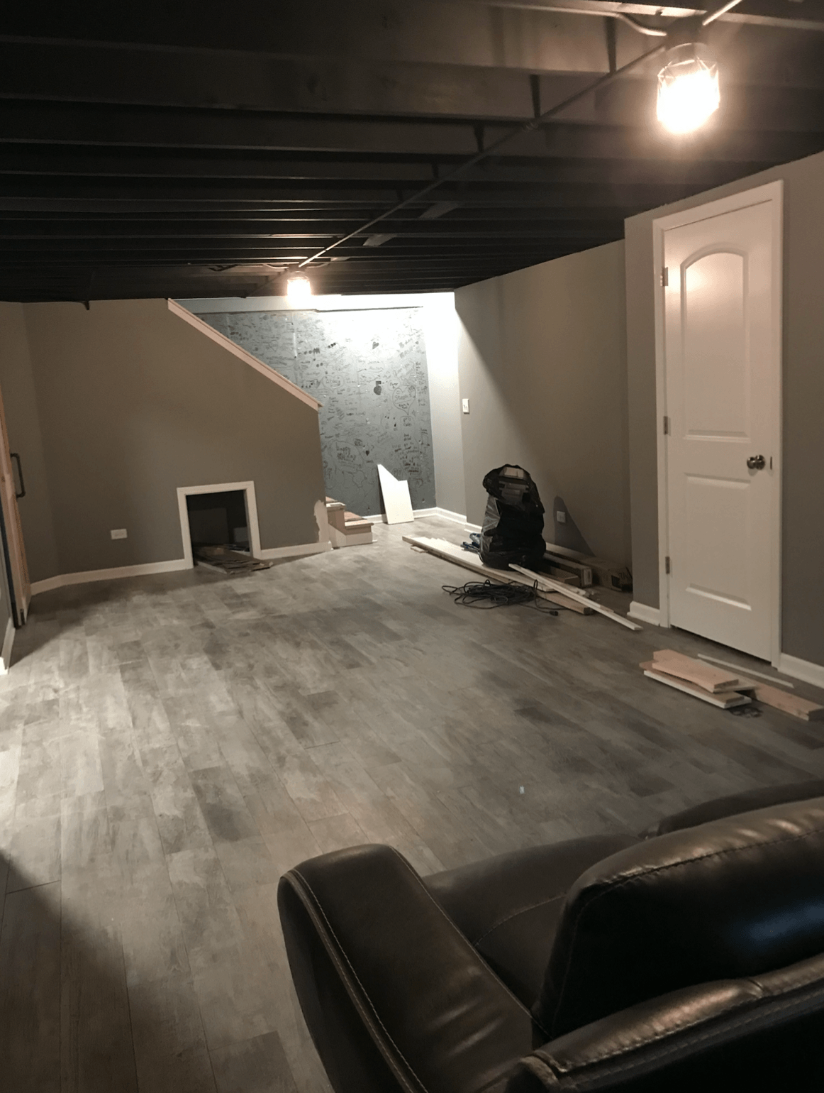 There is a chair in the middle of the room.