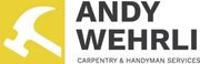 The logo for andy wehrli carpenter and handyman services