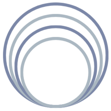 Three circles are stacked on top of each other on a white background.