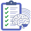 A clipboard with a brain and a checklist on it.