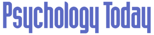 A blue logo for psychology today on a white background
