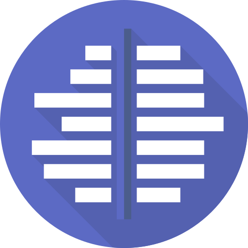 A blue circle with a white icon in it