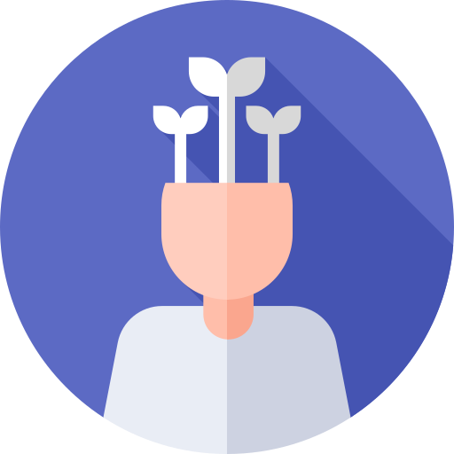 A person with plants growing out of their head.
