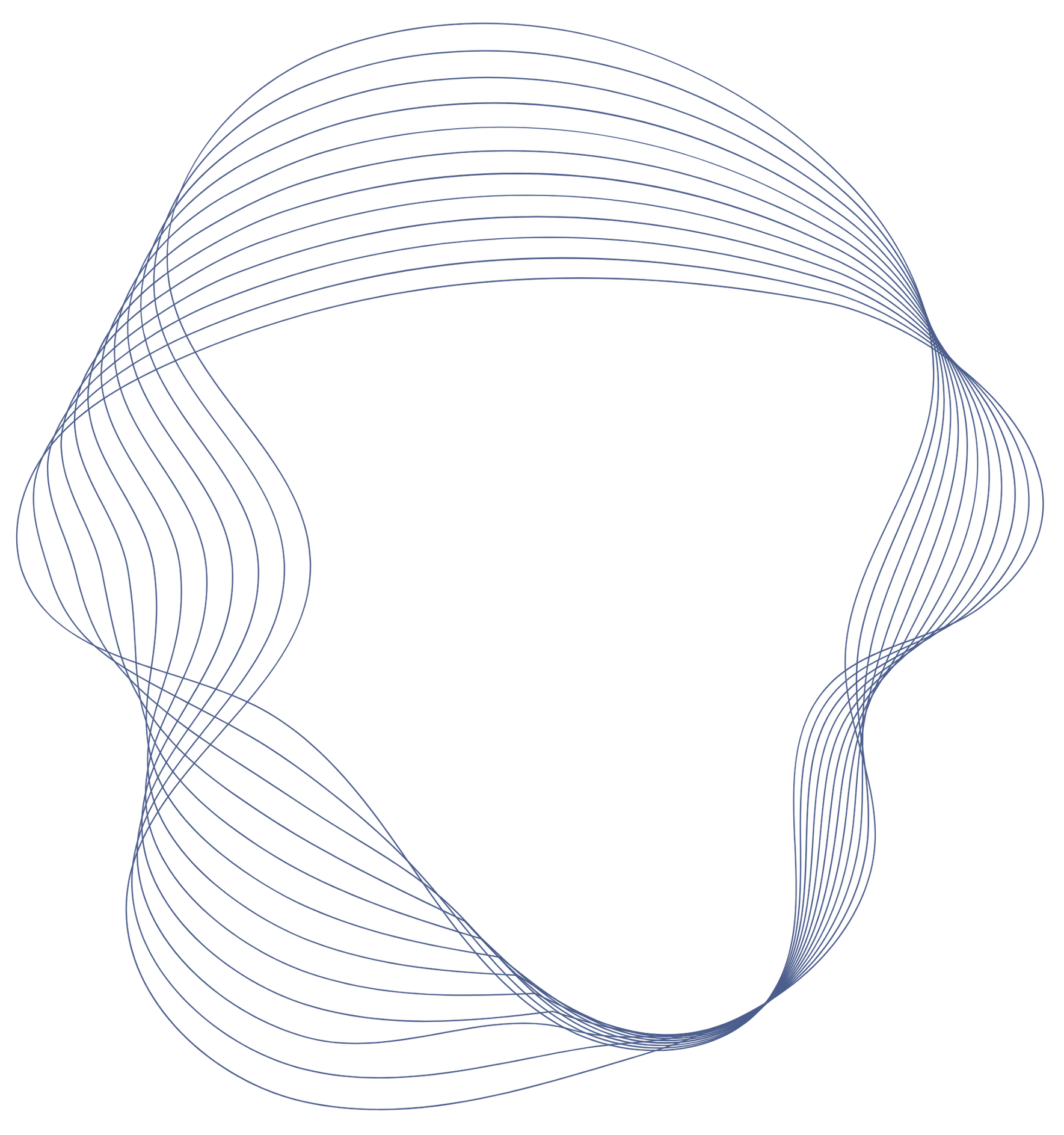 A blue circle made of lines on a white background