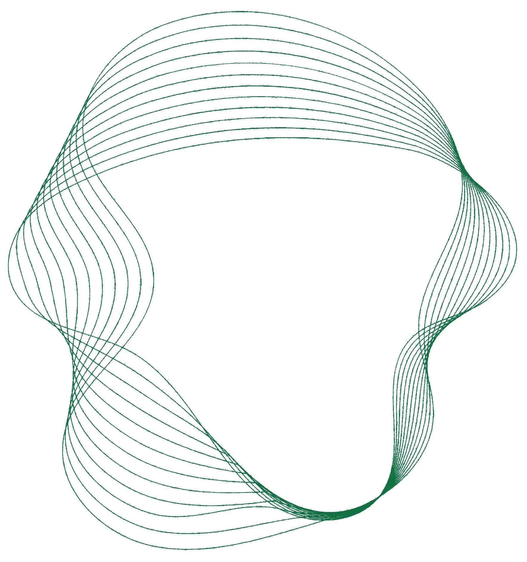 A blue circle made of lines on a white background