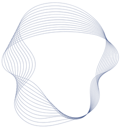 A blue circle made of lines on a white background