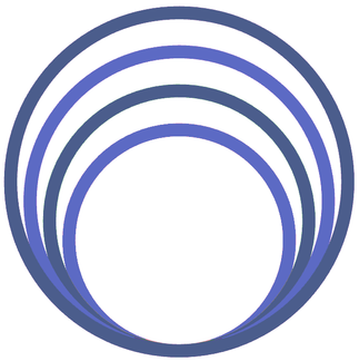A blue and white circle with a white circle in the middle.