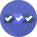 A purple circle with three check marks on it